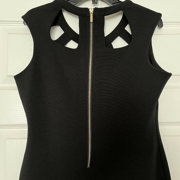 Kardashian Kollection Black Dress Cutout Neck Line and Back Knee Length Size L - Picture 4 of 5